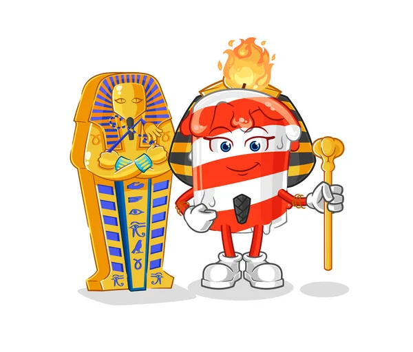 Birthday Candle Ancient Egypt Cartoon Cartoon Mascot Vector — Vector de stock