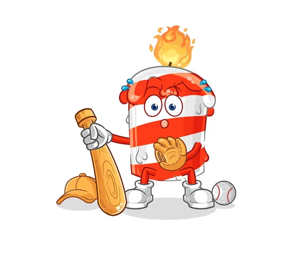Birthday Candle Baseball Catcher Cartoon Cartoon Mascot Vector — Stock Vector