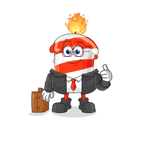 Birthday Candle Office Worker Mascot Cartoon Vector — Stock Vector