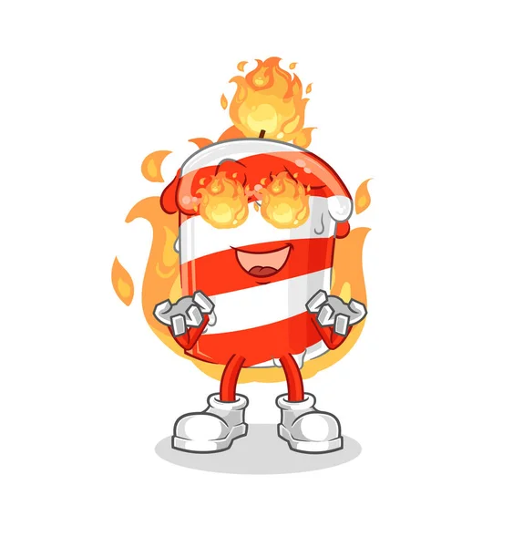 Birthday Candle Fire Mascot Cartoon Vector — Stock vektor