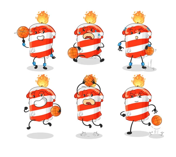 Birthday Candle Basketball Player Group Character Mascot Vector — Stock Vector