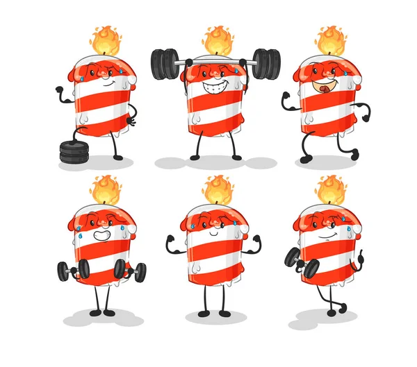 Birthday Candle Exercise Set Character Cartoon Mascot Vector — Stock Vector