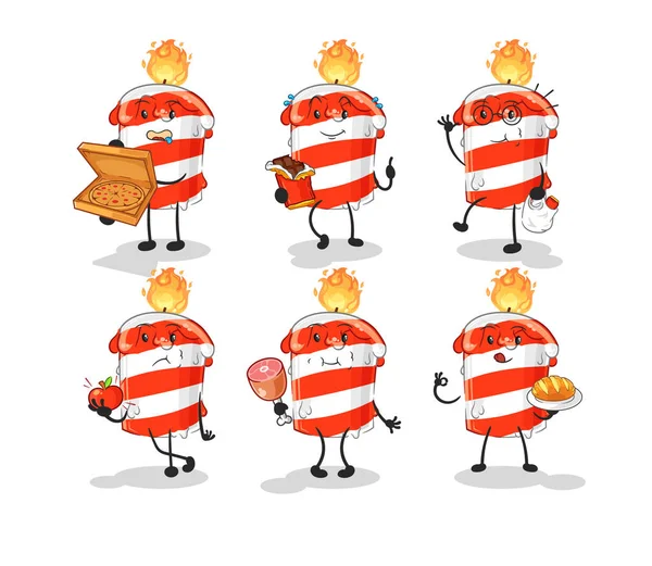 Birthday Candle Food Set Character Cartoon Mascot Vector — Stock Vector