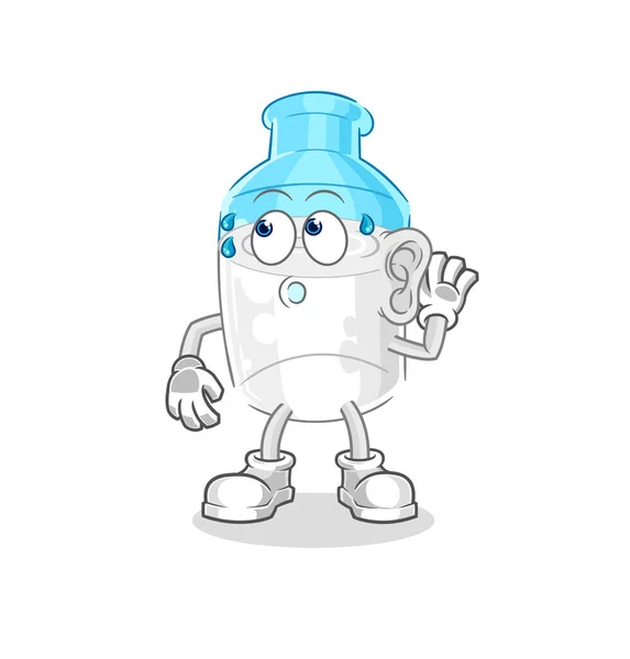Bottle Milk Eavesdropping Vector Cartoon Character — Stock Vector