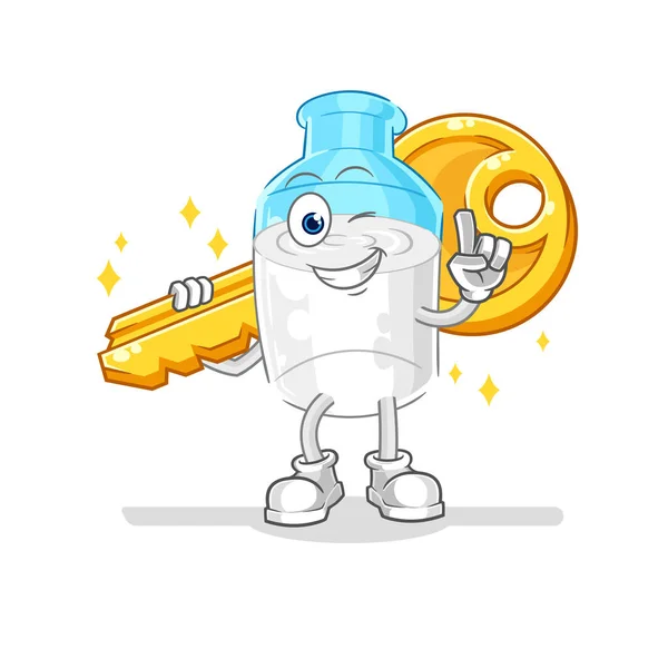 Bottle Milk Carry Key Mascot Cartoon Vector — Image vectorielle