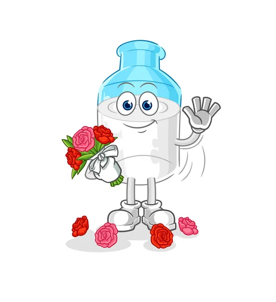Bottle Milk Bouquet Mascot Cartoon Vector — Stock Vector