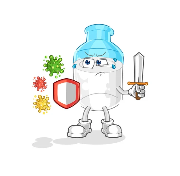 Bottle Milk Viruses Cartoon Cartoon Mascot Vector — Stock Vector