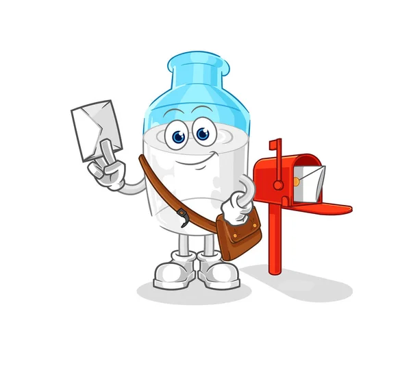 Bottle Milk Postman Vector Cartoon Character — Stock Vector