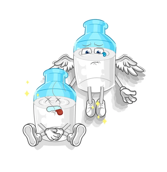 Fles Melk Geest Verlaat Het Lichaam Mascotte Cartoon Vector — Stockvector