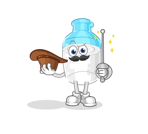 Bottle Milk Fencer Character Cartoon Mascot Vector — Stock Vector