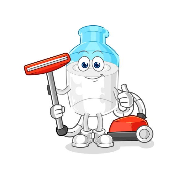 Bottle Milk Clean Vacuum Character Vector — Stockvektor