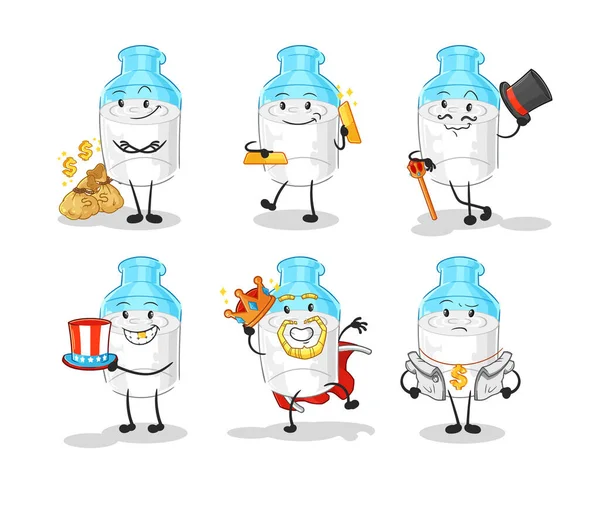 the bottle of milk rich character. cartoon mascot vector