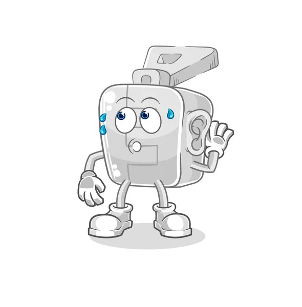 Zipper Eavesdropping Vector Cartoon Character — Stock Vector