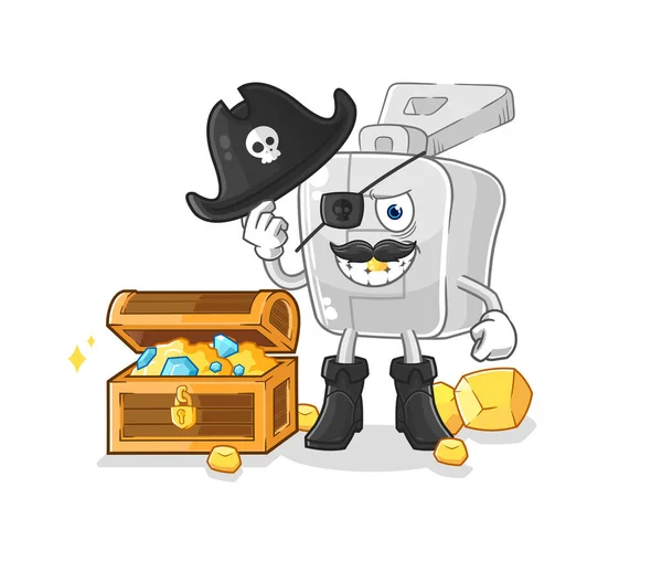 Zipper Pirate Treasure Mascot Cartoon Vector — Stock Vector