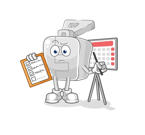 Zipper Schedule List Vector Cartoon Character — 图库矢量图片