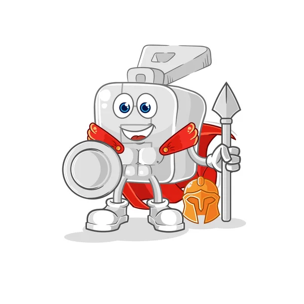 Zipper Spartan Character Cartoon Mascot Vector — 图库矢量图片