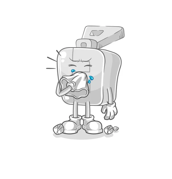 Zipper Blowing Nose Character Cartoon Mascot Vector — Stock Vector