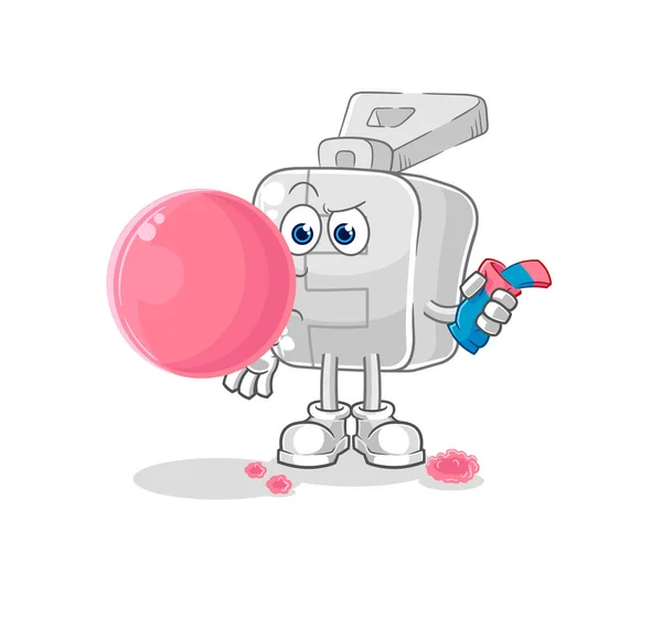 Zipper Chewing Gum Vector Cartoon Character — Stock Vector