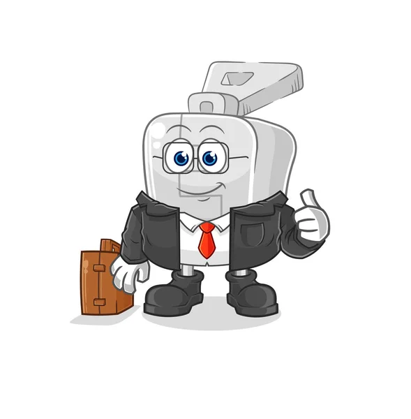 Zipper Office Worker Mascot Cartoon Vector — 图库矢量图片