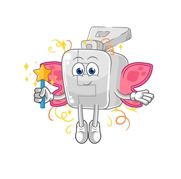 Zipper Fairy Wings Stick Cartoon Mascot Vector — Stok Vektör