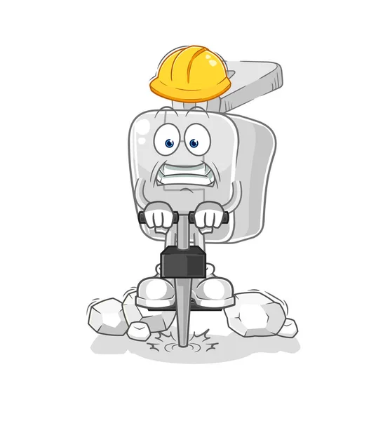 Zipper Drill Ground Cartoon Character Vector — Stock Vector