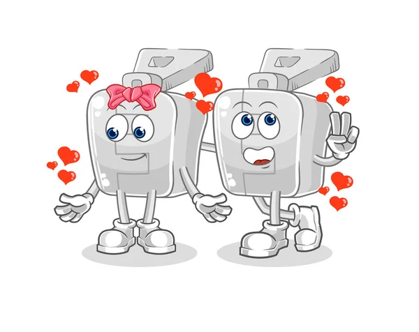 Zipper Dating Cartoon Character Mascot Vector — Image vectorielle