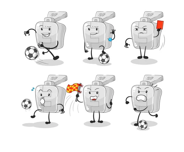 Personaje Del Grupo Fútbol Con Cremallera Vector Mascota Dibujos Animados — Vector de stock