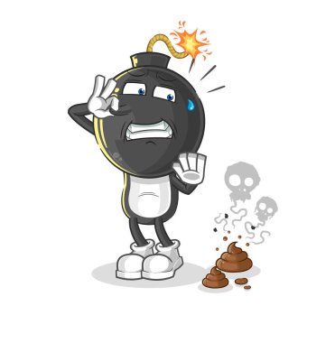 the bomb head with stinky waste illustration. character vecto