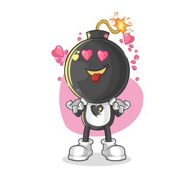 the bomb head fallin love vector. cartoon characte