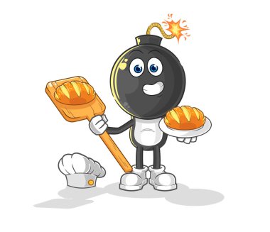 the bomb head baker with bread. cartoon mascot vecto