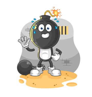 the bomb head criminal in jail. cartoon characte