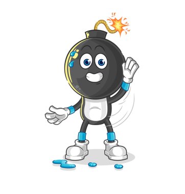 the bomb head stretching character. cartoon mascot vecto