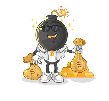 the bomb head rich character. cartoon mascot vecto