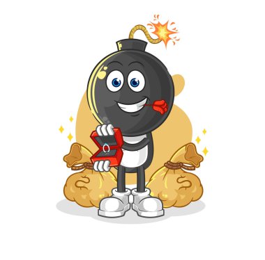 the bomb head propose with ring. cartoon mascot vecto