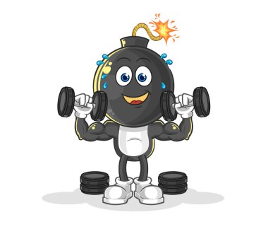 the bomb head weight training illustration. character vecto