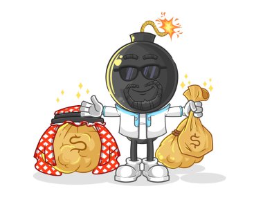 the bomb head rich arabian mascot. cartoon vecto