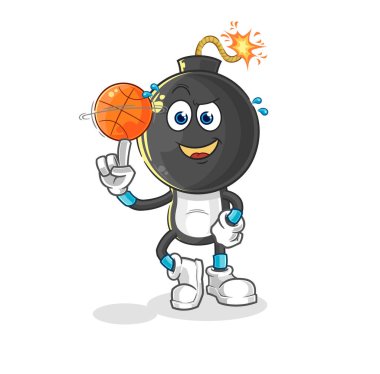the bomb head playing basket ball mascot. cartoon vecto