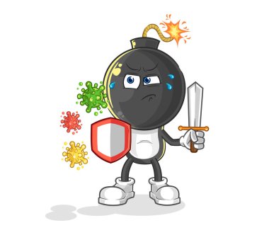 the bomb head against viruses cartoon. cartoon mascot vecto
