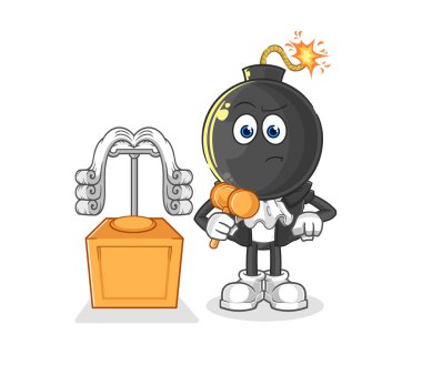 the bomb head judge holds gavel. character vecto