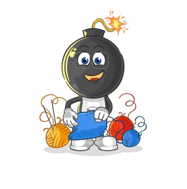 the bomb head tailor mascot. cartoon vecto