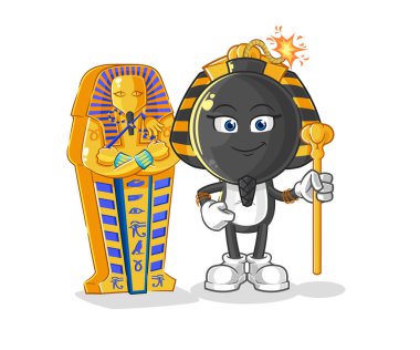 the bomb head ancient egypt cartoon. cartoon mascot vecto