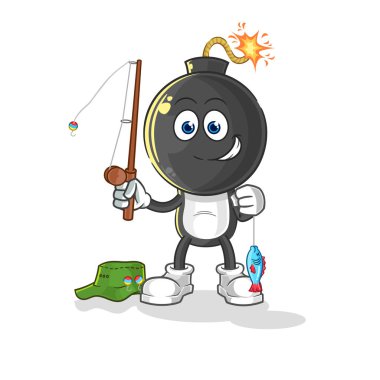 the bomb head fisherman illustration. character vecto