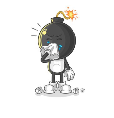 the bomb head blowing nose character. cartoon mascot vecto