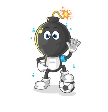 the bomb head playing soccer illustration. character vecto