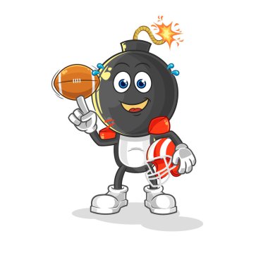 the bomb head playing rugby character. cartoon mascot vecto