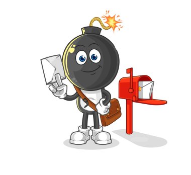 the bomb head postman vector. cartoon characte