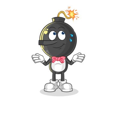 the bomb head lie like Pinocchio character. cartoon mascot vecto