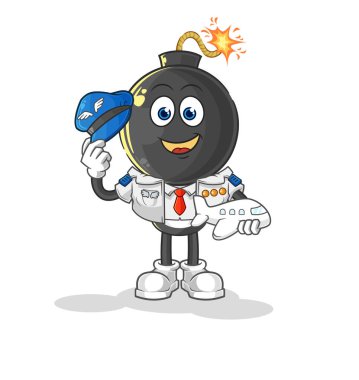 the bomb head pilot mascot. cartoon vecto