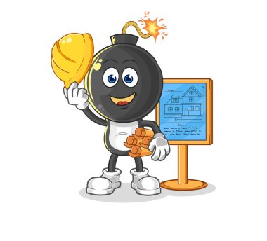 the bomb head Architect illustration. character vecto