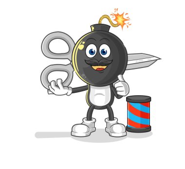 the bomb head barber cartoon. cartoon mascot vecto